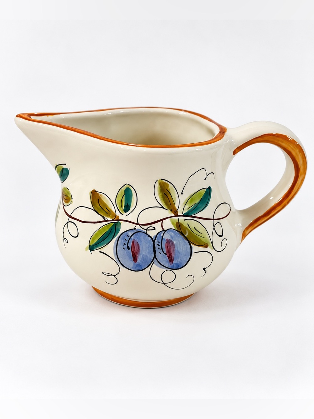 Vintage Hand Painted Fruit Pitcher Creamer Dipinto A Mano Ceramic